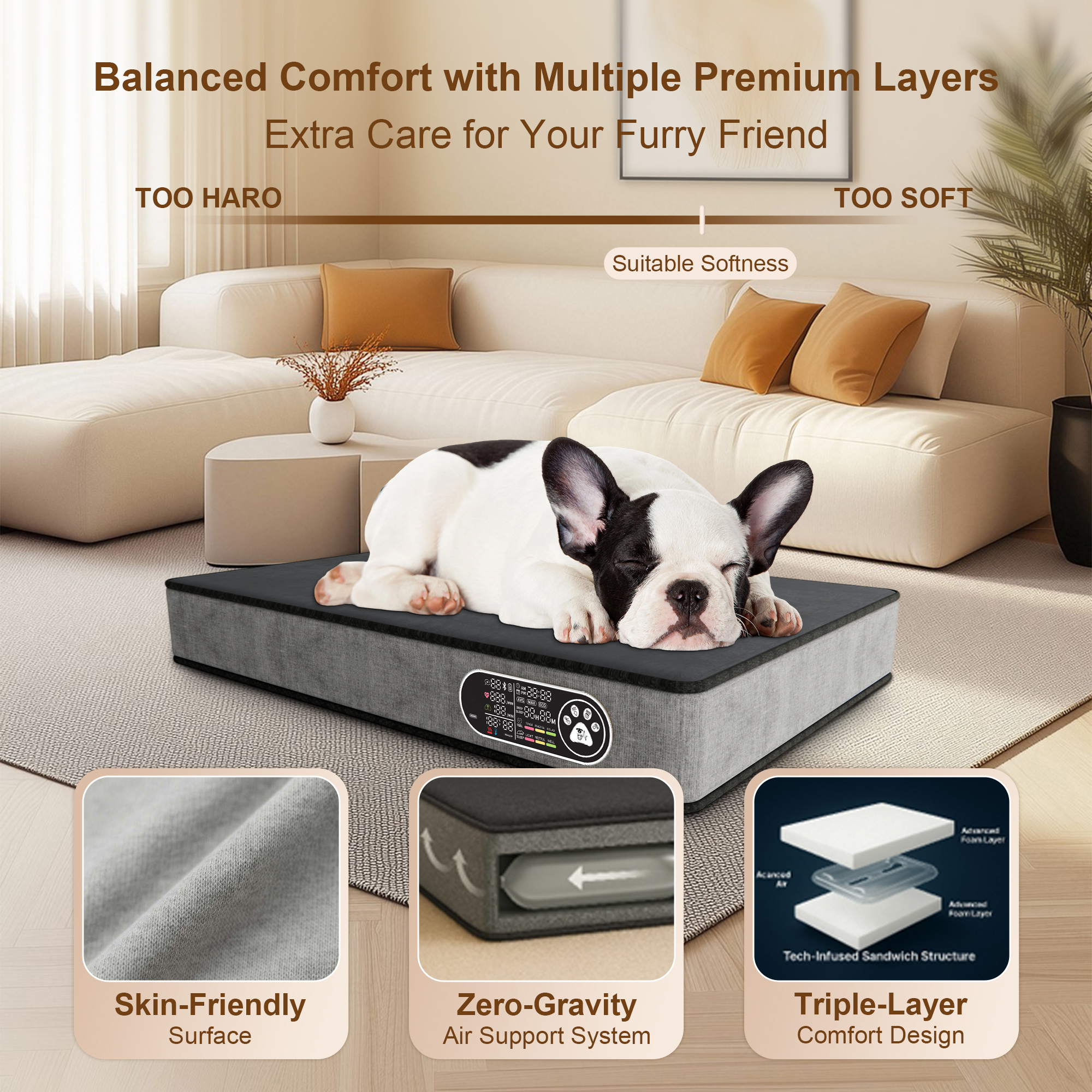 KELLYUNION Zero-Gravity Pet Support & Rest System: Ultimate Comfort & Health Monitoring